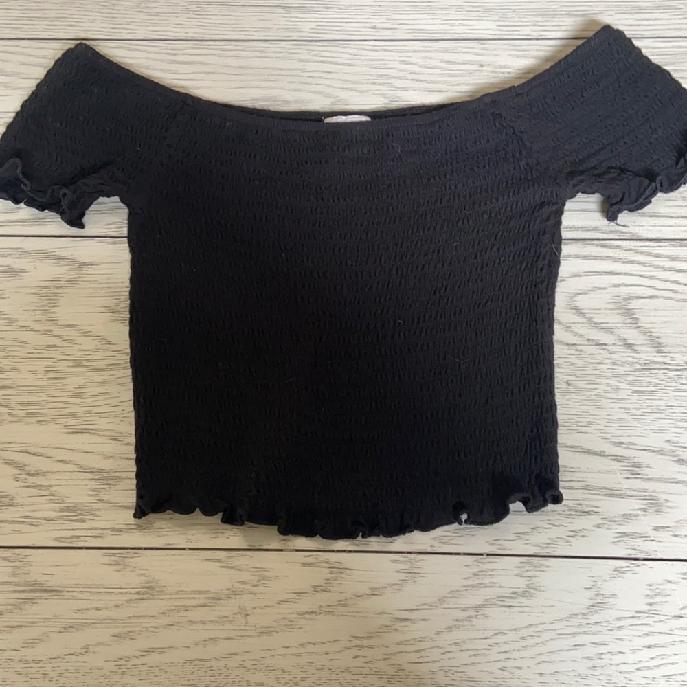 Smocked crop shirt